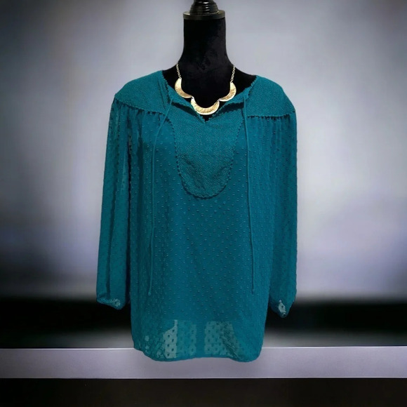 Matilda Jane Swiss dot eyelet sheer blouse‎ large - Picture 2 of 6